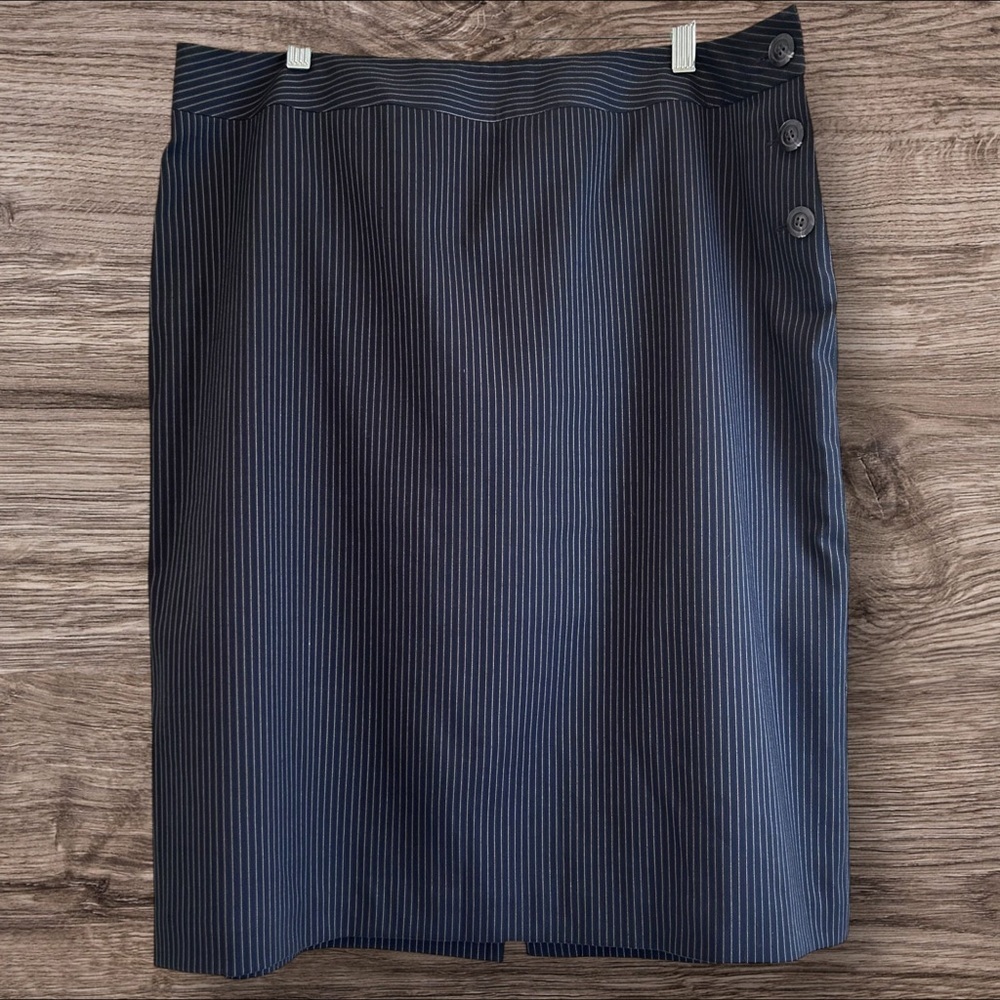 Talbots Stretch Wool Silk Pinstripe Pencil Skirt Size 16